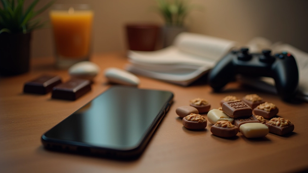 Verschiedene alltägliche Gegenstände die Versuchungen darstellen, angeordnet auf einer Oberfläche