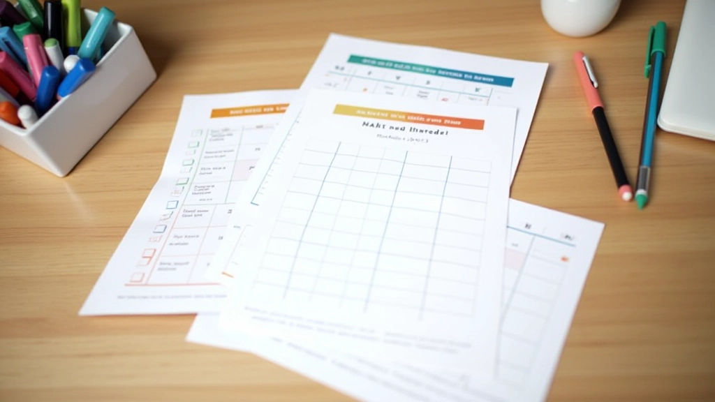 Tracking-System mit Kalender und Fortschrittsnotizen auf dem Schreibtisch