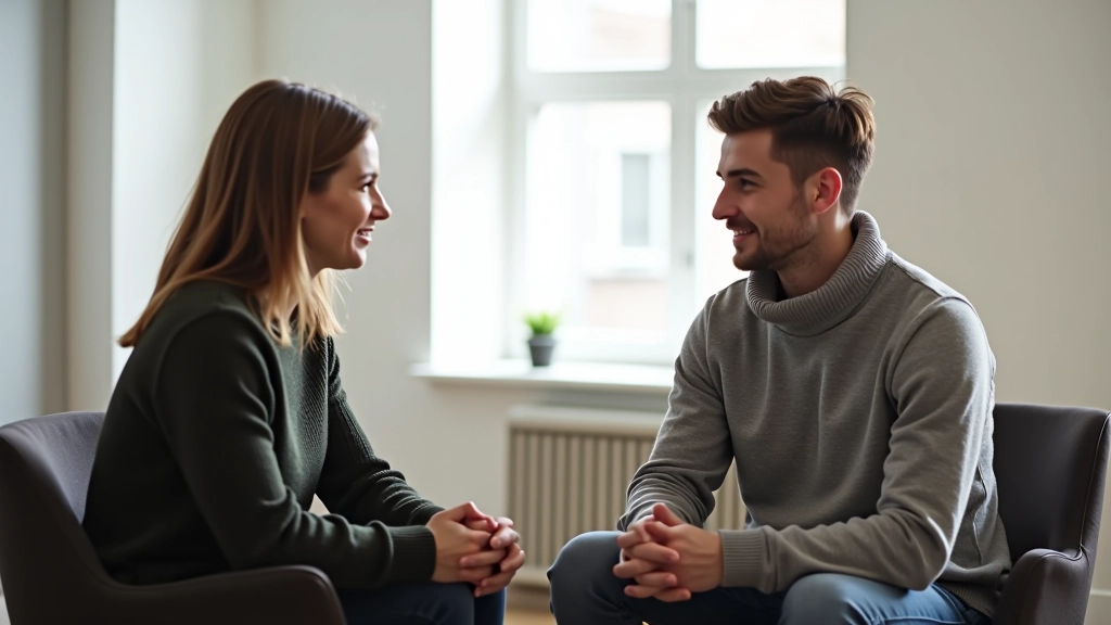 Zwei Personen sitzen zusammen und besprechen Fortschritte in einem Kurs